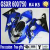 7 Prezenty Części motocyklowe do SUZUKI GSX-R600 / 750 2004 2005 Blue White Black Fooding Zestawy K4 Łamyki Zestaw GSXR600 04 GSXR750 05 HJ22