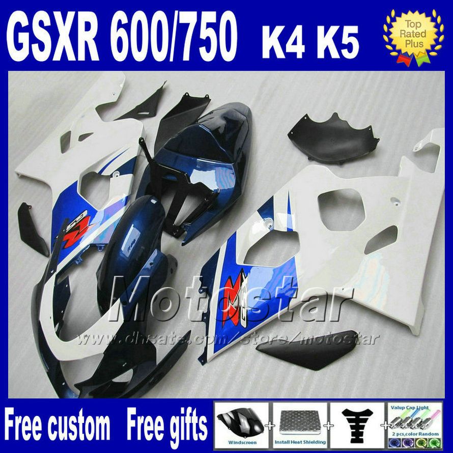 

7 gifts motorcycle parts for suzuki gsxr600 750 2004 2005 blue white black fairing kits k4 fairings kit gsxr600 04 gsxr750 05 hj22, Multi-color