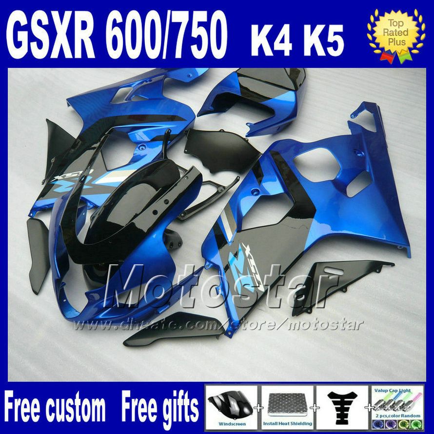 SUZUKI GSX-R600 / 750 2004 오토바이 부품 7 개 블루 페어링 바디 키트 K4 페어링 키트 GSX-R600 04 GSX-R750 05 Hj37