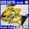 7 Hediyeler ABS Aziz Vücut Kitleri Suzuki GSX-R600 GSX-R750 2004 2005 K4 Yeşil Siyah Yüzemeler Bodywork Kiti GSX-R600 / 750 04 05 HJ54