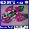 Set carrozzeria abs per suzuki gsxr600 750 04 05 kit carenature k4 gsxr600 750 2004 2005 rosso bianco lucky strike carenatura aftermarket np19