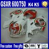 Set carrozzeria abs per suzuki gsxr600 750 04 05 kit carenature k4 gsxr600 750 2004 2005 rosso bianco lucky strike carenatura aftermarket np19