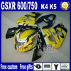 طقم هدايا عالي الجودة لـ 7 هدايا لسوزوكي GSXR 600/750 2004 2005 K4 GSXR600 04 GSXR750 05 fairings للدراجات ذات اللون الأسود الأصفر