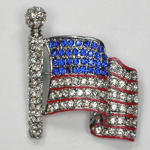 الجملة الأزياء بروش حجر الراين مينا الولايات المتحدة الأمريكية العلم دبوس دبابيس هدية مجوهرات C101355