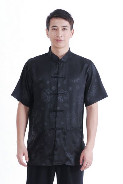 

Shanghai Story Черная китайская традиционная рубашка Китайский кунг-фу рубашка воротни