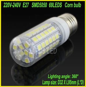 Großhandel - Kostenloser Versand E27 69LEDS 5050 SMD 15W Lampen 1200lm 2800-3200K LED-Maislampe Warmweiß-Licht 220V 110V
