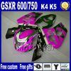 2004年2005年鈴木K4 GSX-R600 / 750 GSXR 600 R750 04 05紫色のブラックフェアリゾートボディワークセットFR49 + 7ギフト