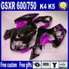 Kundenspezifisches Verkleidungs-Bodykit für 2004 2005 Suzuki K4 GSXR600 750 GSXR 600 R750 04 05 lila schwarze Verkleidungen Karosserieset FR497 Geschenke