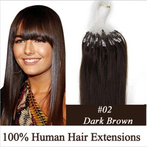 Wholesale - 0.8g/s 200S/lot 14"- 24" Micro rings/loop Brazilian remy Human Hair Extensions hair extention, #2 dark brown