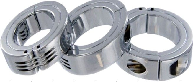 Cock Ring 1X Locking Hinged Cock Ring OR CBT Ball Stretchers Size: 1.5", 1.75",2"Chrome Finish ~ Sm503