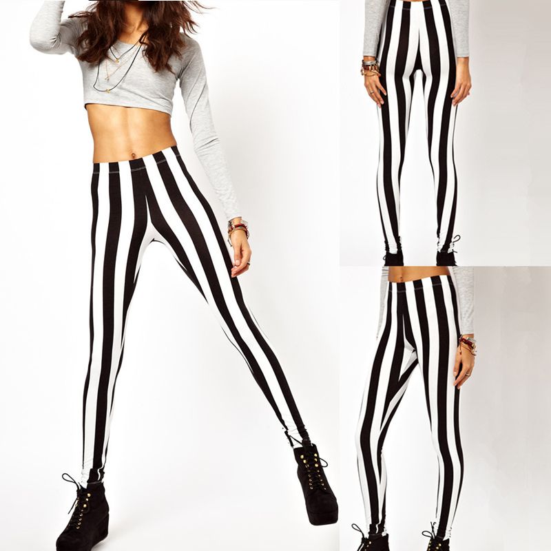black white vertical striped pants