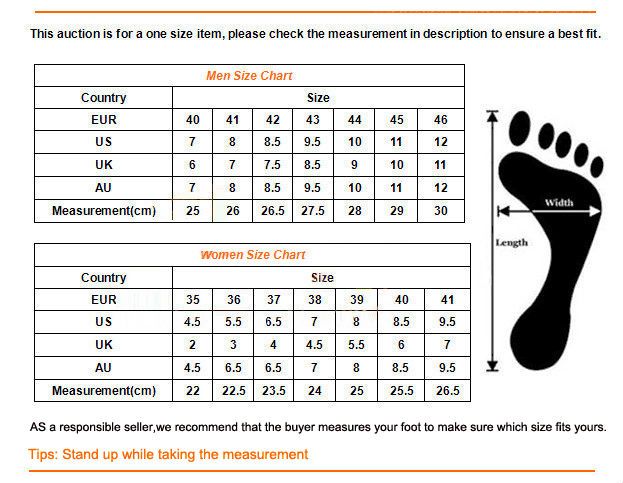 Rock Climbing Shoe Size Chart