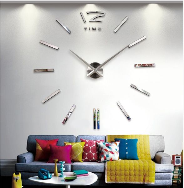 

Новый 130 см*130 см(50*50 дюймов) металл 3D настенные часы стикер для домашнего декора го