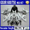 Injectie Fairing Kit voor Suzuki K6 GSX-R 600/750 06 07 Wit Zwart Lucky Strike Backings Set GSXR600 GSXR750 2006 2007 ND29