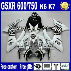 Injection fairing kit for SUZUKI K6 GSX-R 600/750 06 07 white black LUCKY STRIKE fairings set gsxr600 gsxr750 2006 2007 Nd29