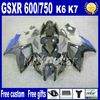 Carena stampata ad iniezione per SUZUKI K6 GSX-R 600/750 06 07 GSXR 600 GSXR 750 2006 2007 set carene carrozzeria bianco nero Nd47