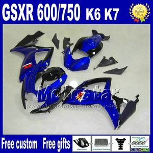 スズキフェアリングGSX-R 600/750 2006 2007のインジェクションABSフェアリングキットブラックブルーモーターサイクルパーツK6 GSXR 600 750 06 07 NT4