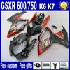 Kit de carénages de moto d'injection pour carénage SUZUKI GSX-R 600/750 2006 2007 toutes les pièces de moto noires K6 GSXR 600 750 06 07 NT31