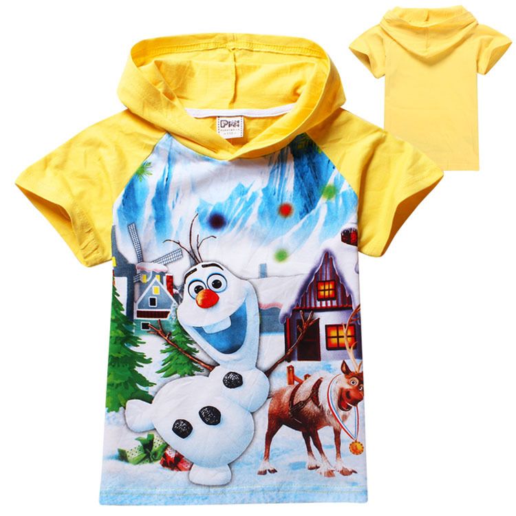 2014 Summer NEW Arrivals Boy Frozen T Shirts Green And Yellow Cartoon