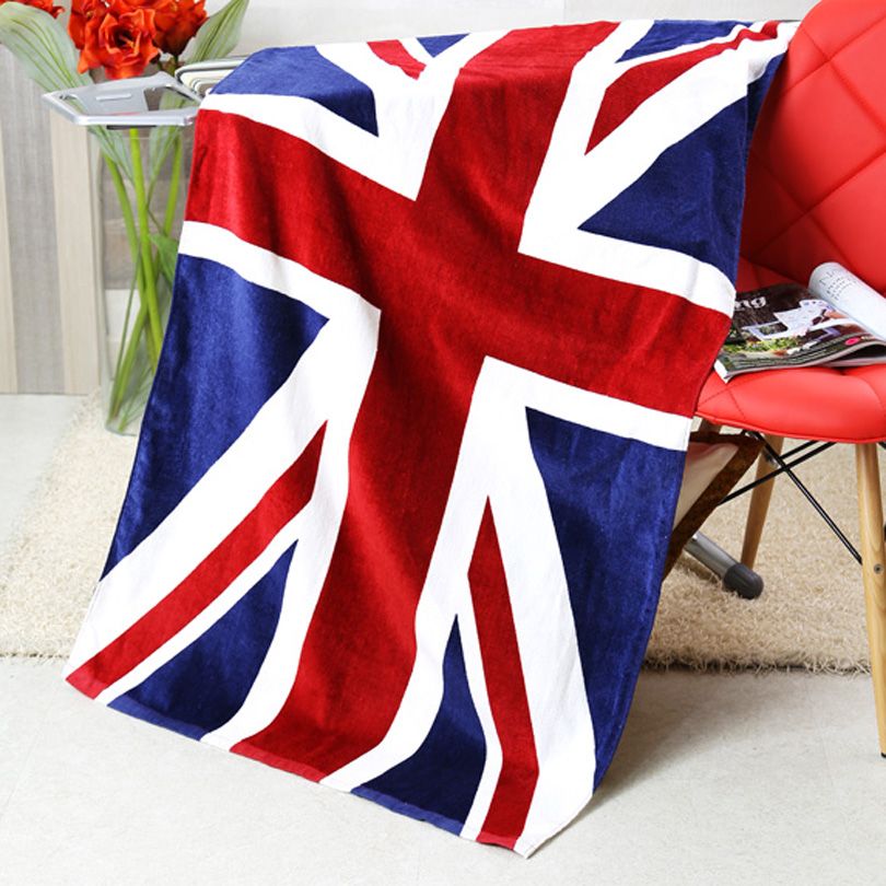 Serviette de plage British CA US UK Flag USD Active Printing Bath Towel Cotton Terry Party Towels