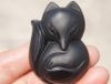 Manuell skulptur naturlig obsidian. Stor (Fox) .. x36x15mm 50 Lucky Necklace Pendant