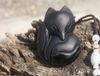 Manuell skulptur naturlig obsidian. Stor (Fox) .. x36x15mm 50 Lucky Necklace Pendant