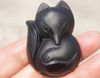 Manuell skulptur naturlig obsidian. Stor (Fox) .. x36x15mm 50 Lucky Necklace Pendant