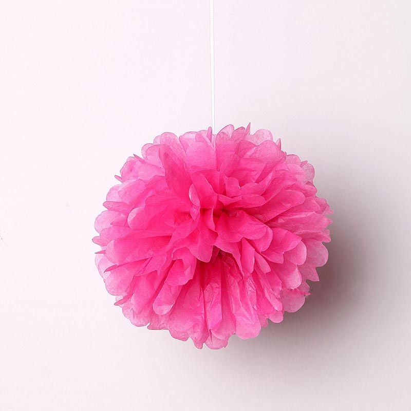 Custom Mixed White Pink Hot Pink Paper Lanterns & Pom Poms Wedding