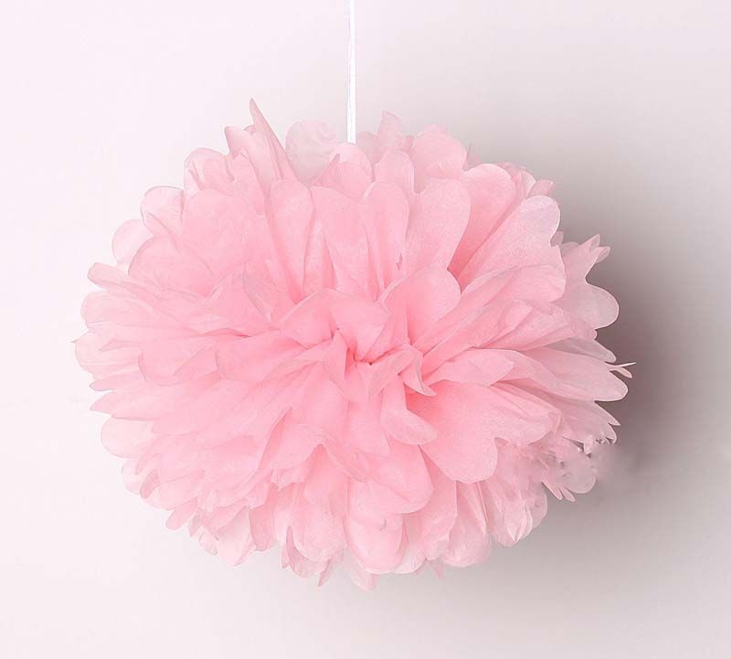 Custom Mixed White Pink Hot Pink Paper Lanterns & Pom Poms Wedding
