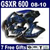 SUZUKI GSX-R600 için kaporta kiti / 750 2008-2010 K8 08-10 motosiklet parçaları turuncu parlak siyah GSXR 750 600 08 09 10 kaportalar 7 vitesler