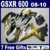 طقم هدية لسوزوكي GSXR600 / 750 2008 2009 K8 النيران الحمراء في أجزاء دراجة نارية سوداء GSXR 750 600 08 09 10