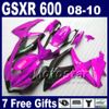 Обтекательный комплект для Suzuki GSXR600 / 750 2008 2010 K8 Black Motorcycle Parts GSXR 750 600 08 09 10 Комплекты 7 подарков BT36