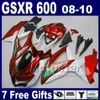 スズキGSXR600 / 750 2008 2009 K8赤い炎Faxr 750 600 08 09 09 10フェアリングセット