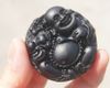 Manual sculpture natural obsidian amulet pendant. (play a brave). 47 x15mm necklace pendant