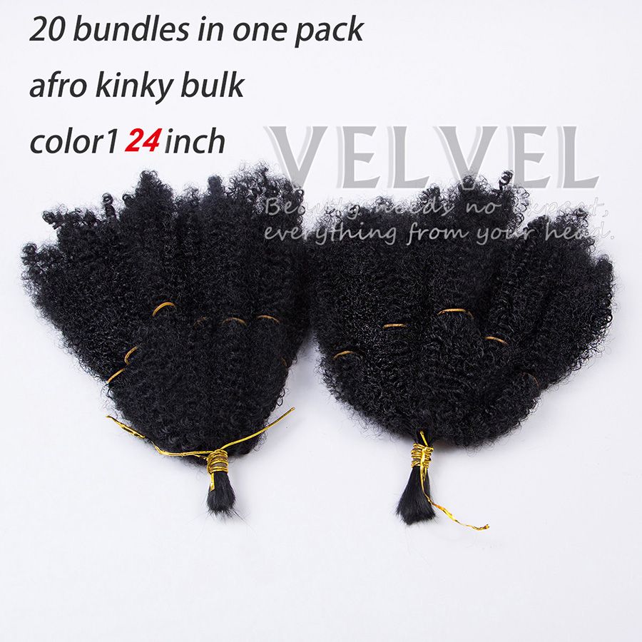 Premium Afro Kinky Bulk Beauty Collection 24inch Color1 1B Synthetic