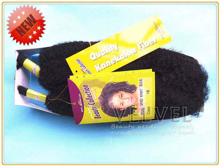 Premium Afro Kinky Bulk Beauty Collection 24inch Color1 1B Synthetic