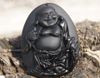 Natürlicher Obsidian-Amulett-Anhänger, manuelle Skulptur. (lachender Buddha). 53 x x15 mm Halskettenanhänger