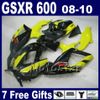Kit de justo para Suzuki GSXR600 / 750 2008 2010 K8 Black Motocicleta Peças GSXR 750 600 08 09 10 conjuntos de caranetas 7 presentes BT36