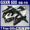 スズキのフェアリングキット08 09 10 GSX-R 600/750 K8 2008 2009 2010 GSXR 750 GSXR 600 CORONA ABS FAIRINGSセット