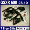 Road racing motorcycle parts for 2008 2009 2010 SUZUKI GSX-R600/750 K8 fairings GSXR 600 750 08 09 10 fairing bodywork kit