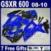 Peças de motos para 2008 2009 2010 SUZUKI GSX-R600 / 750 K8 carenagens GSXR 600 750 08 09 10 kit de carenagem personalizada preto branco dourado