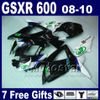 Düşük fiyat SUZUKI 08 Fairing kiti 09 10 GSX-R 600/750 2008 2009 2010 GSX-R750 GSX-R600 beyaz mavi siyah kaportalar