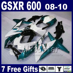 Kit de carenagem de baixo preço para SUZUKI 08 09 10 GSX-R 600/750 2008 2009 2010 carenagens GSX-R750 GSX-R600 branco azul preto