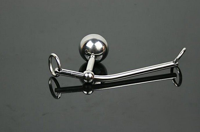 Menina de aço inoxidável única bola dupla menina gancho anal bondage anel peniano dispositivo plugue anal fe piercin1350780