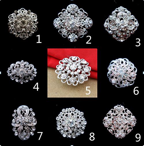 

Sparkly Silver Plated Clear Rhinestone Crystal Flower Diamante Brooch Bouquet Party Pins