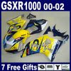 Suzuki GSXR1000 K2 2000 2000 2002すべてのマットブラックフェアリングセットGSXR 1000 00 01 02 GSX-R1000 7ギフト