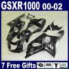 Suzuki GSXR1000 K2 2000 2000 2002すべてのマットブラックフェアリングセットGSXR 1000 00 01 02 GSX-R1000 7ギフト