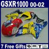 Fairings kit for SUZUKI GSXR 1000 00 01 02 K2 2000 2001 2002 GSXR1000 GSX-R1000 00-02 silver black ABS fairing bodywork set SA60+7gifts