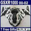 Fairings kit for SUZUKI GSXR 1000 00 01 02 K2 2000 2001 2002 GSXR1000 GSX-R1000 00-02 silver black ABS fairing bodywork set SA60+7gifts