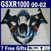 FAIRING KIT FÖR SUZUKI GSXR1000 K2 2000 2001 2002 Vita svarta Fairings Set GSXR 1000 00 01 02 GSX-R1000 med 7 gåvor SA68